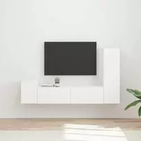 TV staliukas TV spintelių komplektas 4 pcs Balta Apdirbta mediena