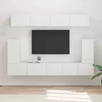 TV staliukas TV spintelių komplektas 5 pcs Balta Apdirbta mediena