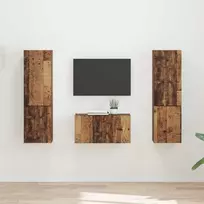 TV staliukas TV spintelių komplektas 5 pcs Senovinis medis Apdirbta mediena
