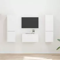 TV staliukas TV spintelių komplektas 5 pcs Balta Apdirbta mediena