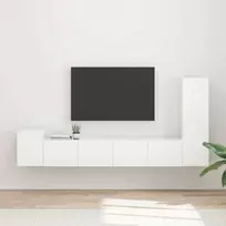 TV staliukas TV spintelių komplektas 3 vnt. Aukštai blizganti balta