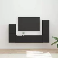 TV staliukas TV spintelių komplektas 4 pcs Juoda Apdirbta mediena
