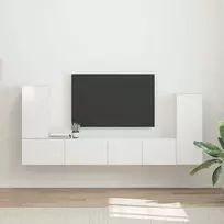 TV staliukas TV spintelių komplektas 4 vnt. Aukštai blizganti balta