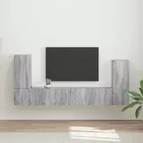 TV staliukas TV spintelių komplektas 4 pcs Pilkas Sonoma Apdirbta mediena