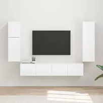 TV staliukas TV spintelių komplektas 4 vnt. Aukštai blizganti balta