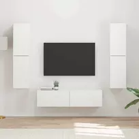 TV staliukas TV spintelių komplektas 6 pcs Balta Apdirbta mediena