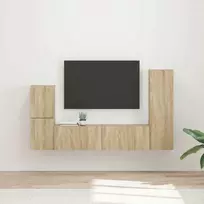 TV staliukas TV spintelių komplektas 4 pcs Sonoma ąžuolas Apdirbta mediena