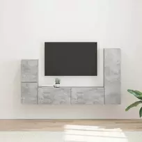 TV staliukas TV spintelių komplektas 4 pcs Betono pilka Apdirbta mediena