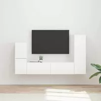TV staliukas TV spintelių komplektas 4 vnt. Aukštai blizganti balta
