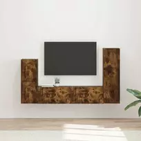 TV staliukas TV spintelių komplektas 4 pcs Rūkyta ąžuolas Apdirbta mediena