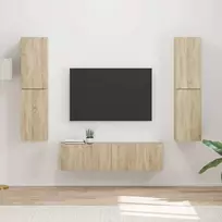 TV staliukas TV spintelių komplektas 6 pcs Sonoma ąžuolas Apdirbta mediena