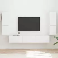 TV staliukas TV spintelių komplektas 4 pcs Balta Apdirbta mediena