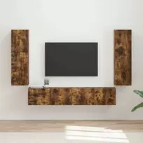 TV staliukas TV spintelių komplektas 4 pcs Rūkyta ąžuolas Apdirbta mediena
