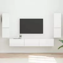 TV staliukas TV spintelių komplektas 4 pcs Aukštai blizganti balta