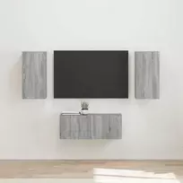 TV staliukas TV spintelių komplektas 6 pcs Pilkas Sonoma Apdirbta mediena