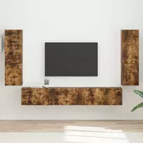 TV staliukas TV spintelių komplektas 4 pcs Rūkyta ąžuolas Apdirbta mediena