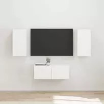 TV staliukas TV spintelių komplektas 6 pcs Balta Apdirbta mediena