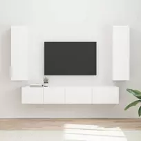 TV staliukas TV spintelių komplektas 3 pcs Balta Apdirbta mediena