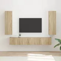 TV staliukas TV spintelių komplektas 3 pcs Sonoma ąžuolas Apdirbta mediena