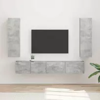 TV staliukas TV spintelių komplektas 3 pcs Betono pilka Apdirbta mediena