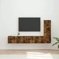 TV staliukas TV spintelių komplektas 3 pcs Rūkyta ąžuolas Apdirbta mediena