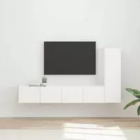 TV staliukas TV spintelių komplektas 3 pcs Balta Apdirbta mediena