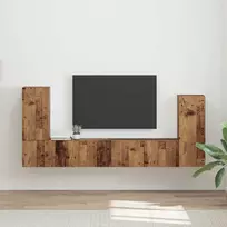 TV staliukas TV spintelių komplektas 4 pcs Senovinis medis Apdirbta mediena