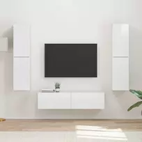 TV staliukas TV spintelių komplektas 6 pcs Aukštai blizganti balta