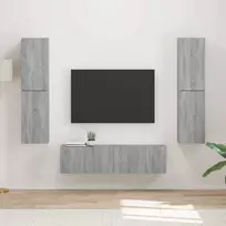 TV staliukas TV spintelių komplektas 6 pcs Pilkas Sonoma Apdirbta mediena