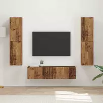 TV staliukas TV spintelių komplektas 6 pcs Senovinis medis Apdirbta mediena