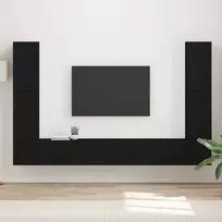 TV staliukas TV spintelių komplektas 8 pcs Juoda Apdirbta mediena
