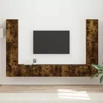 TV staliukas TV spintelių komplektas 8 pcs Rūkyta ąžuolas Apdirbta mediena