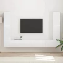TV staliukas TV spintelių komplektas 8 pcs Aukštai blizganti balta