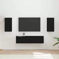 TV staliukas TV spintelių komplektas 4 vnt. Juoda Apdirbta mediena