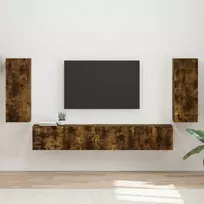 TV staliukas TV spintelių komplektas 4 pcs Rūkyta ąžuolas Apdirbta mediena