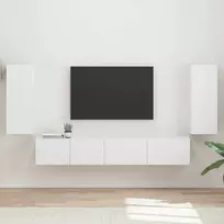 TV staliukas TV spintelių komplektas 4 pcs Balta Apdirbta mediena