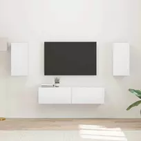 TV staliukas TV spintelių komplektas 4 pcs Aukštai blizganti balta