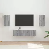 TV staliukas TV spintelių komplektas 4 pcs Pilkas Sonoma Apdirbta mediena