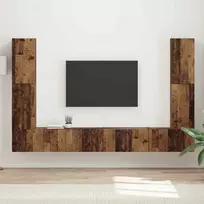 TV staliukas TV spintelių komplektas 8 pcs Senovinis medis Apdirbta mediena