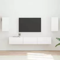 TV staliukas TV spintelių komplektas 5 pcs Aukštai blizganti balta