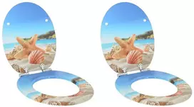 Minkštai užsidarantis tualeto dangtis 2 pcs Jūros kriauklė