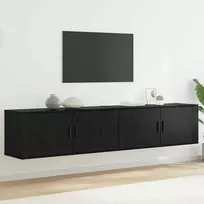 TV staliukas Sieninio televizoriaus kabineto komplektas 2 pcs Juodas ąžuolas