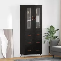 Aukštas spinta su lentyna 2 pcs Juodas ąžuolas Apdirbta mediena