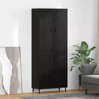 Aukštas spintelė su stalčių 2 pcs juoda ąžuolo