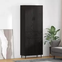 Aukštas spintelė su stalčių 2 pcs juoda ąžuolo