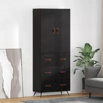 Aukštas spintelė su stalčių Juodas ąžuolas 69,5 x 34 x 180 cm