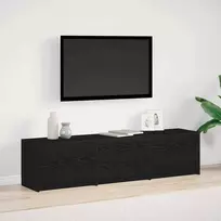 TV staliukas TV spintelė su LED su stalčių Juodas Ąžuolas 165 x 34 x 40 cm