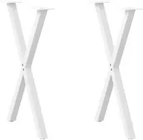 Valgomojo stalo kojos, X formos, 2 vnt., baltos, 50x(72-73) cm, plienas