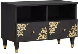 Televizoriaus spintelė Juoda 70 x 33 x 46 cm Kietas mango medis