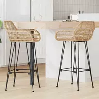 Baro Kėdė 2 pcs 55 x 52 x 105 cm Ratanas ir Geležis
